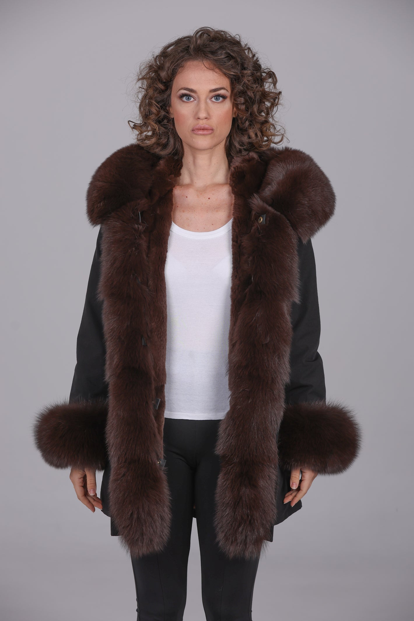 Fox Brown waterproof cotton blend long parka