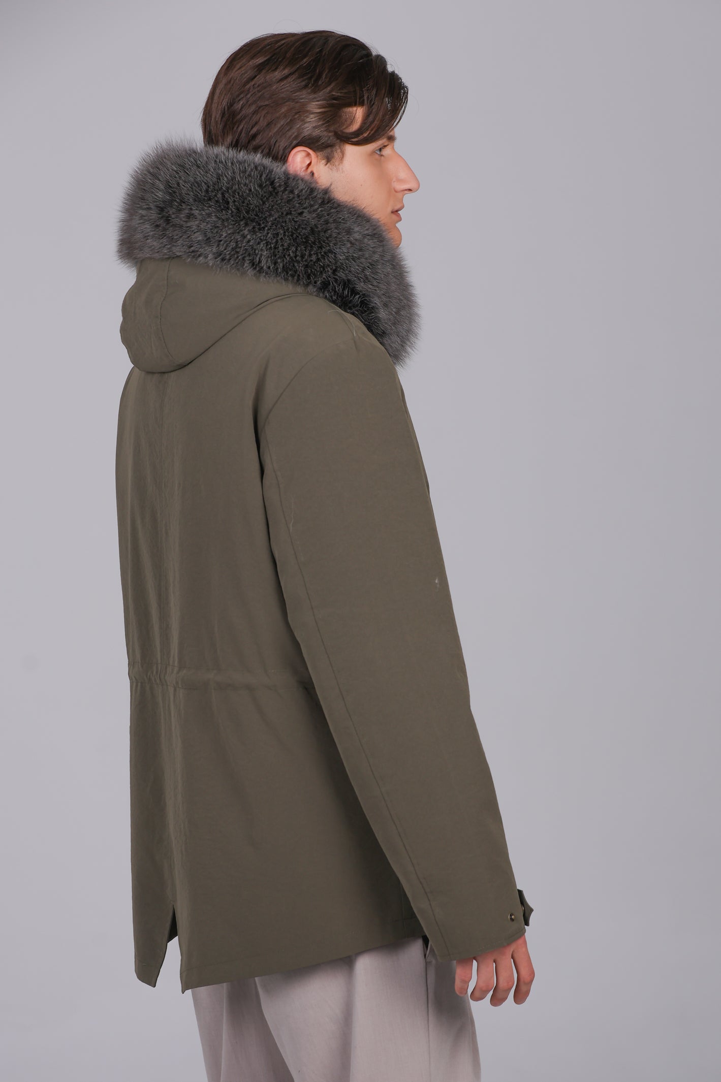 Parka courte imperméable en coton mélangé Fox Silver