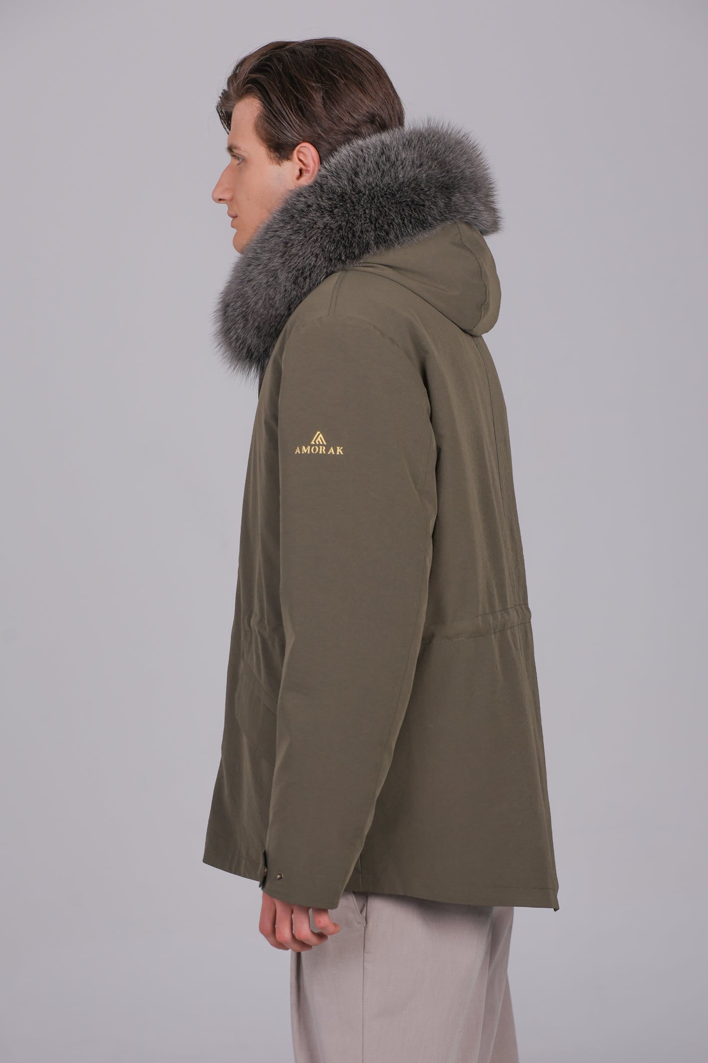 Parka courte imperméable en coton mélangé Fox Silver