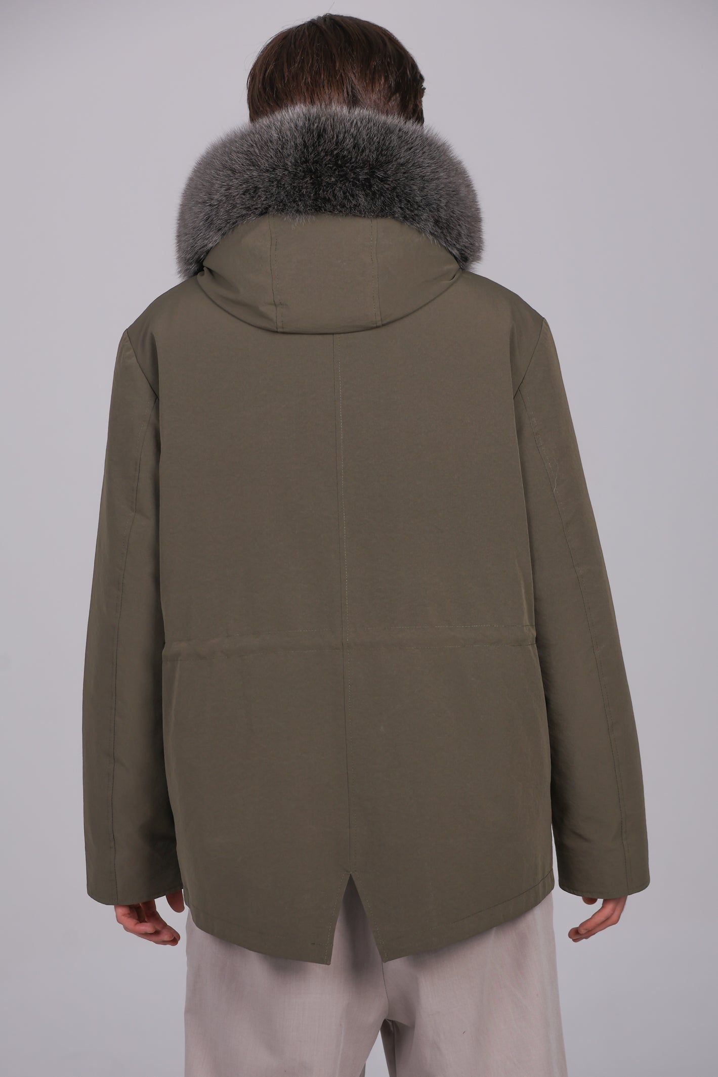 Parka courte imperméable en coton mélangé Fox Silver