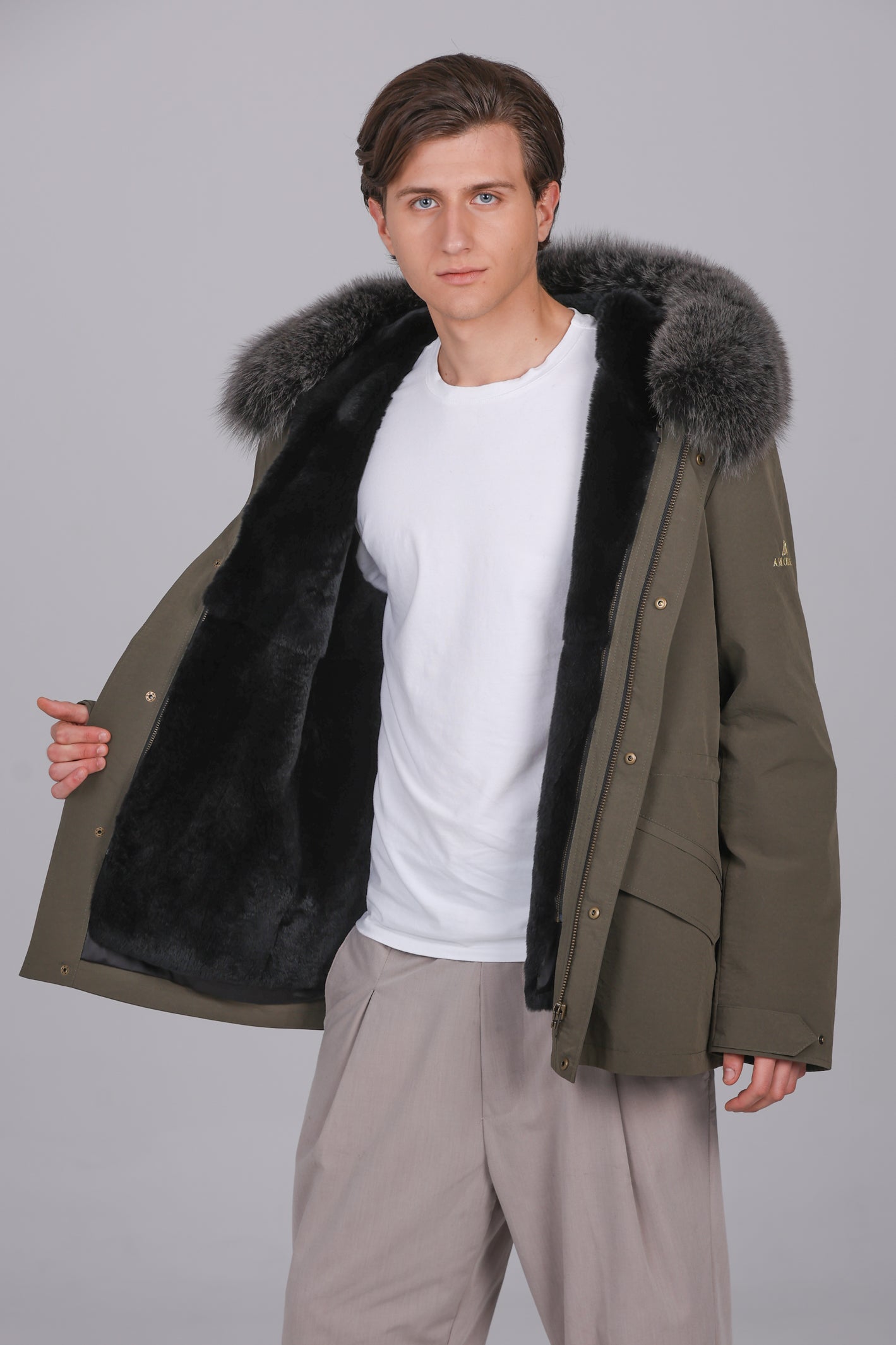 Parka courte imperméable en coton mélangé Fox Silver