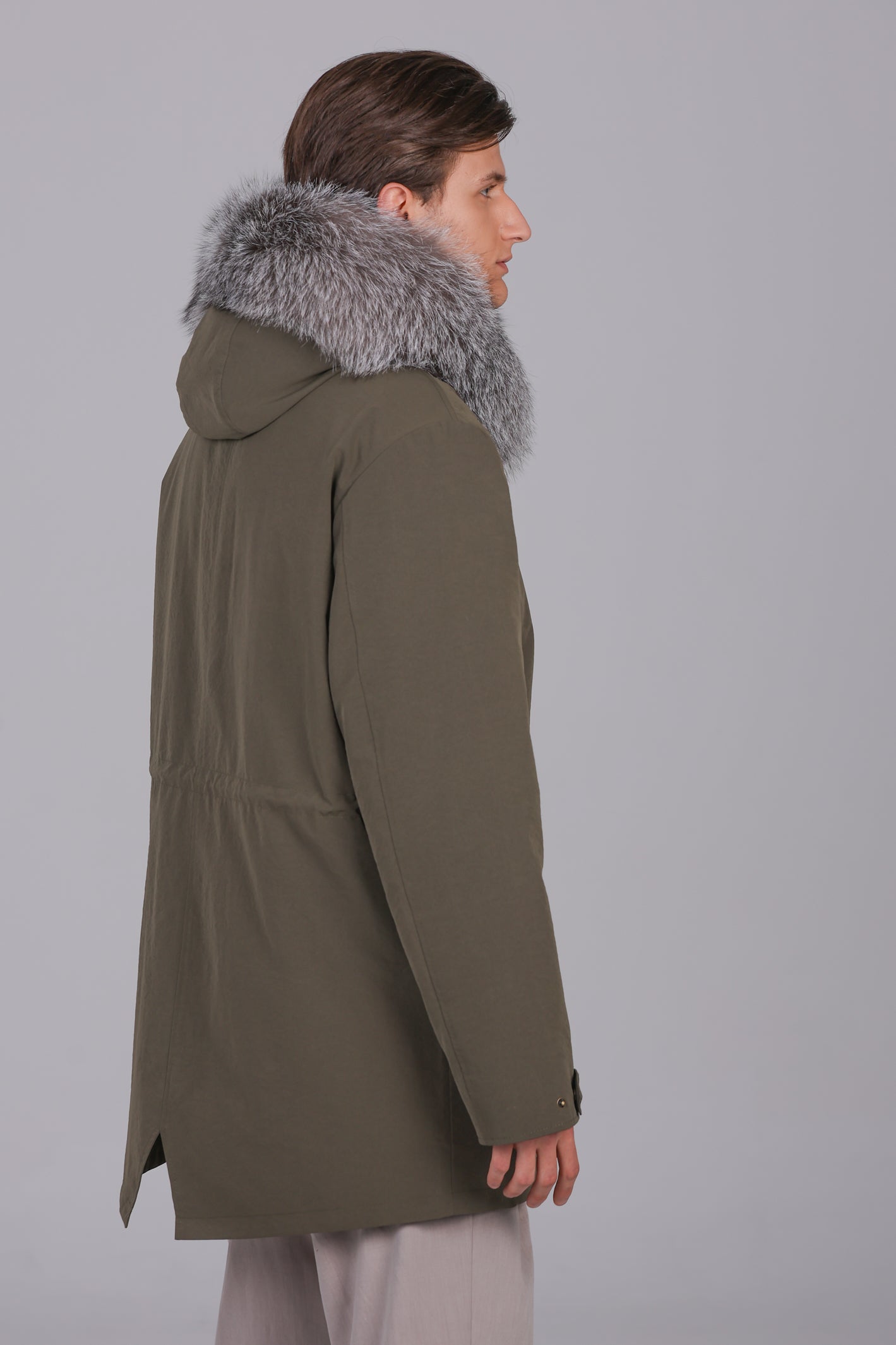 Parka longue en coton mélangé imperméable fox givre