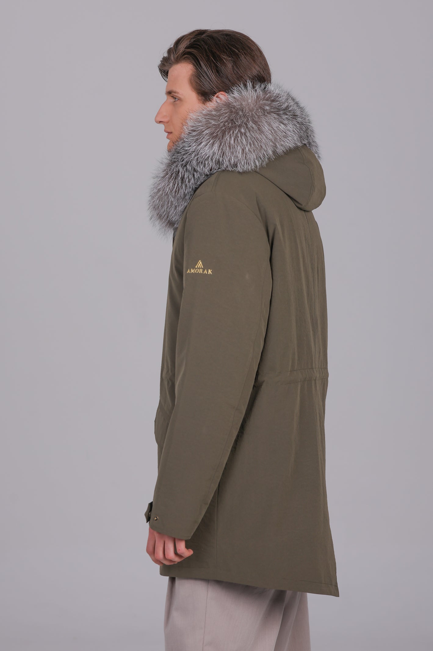 Parka longue en coton mélangé imperméable fox givre