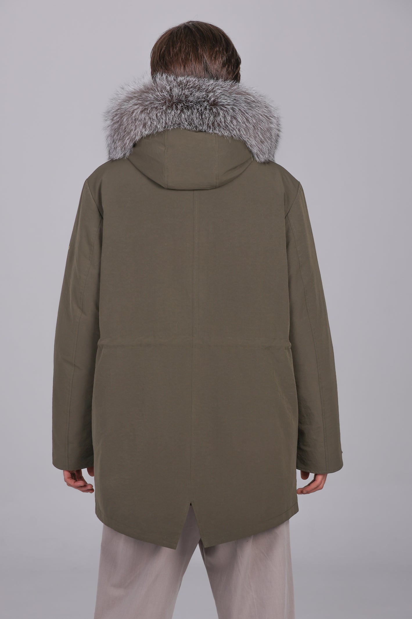 Parka longue en coton mélangé imperméable fox givre