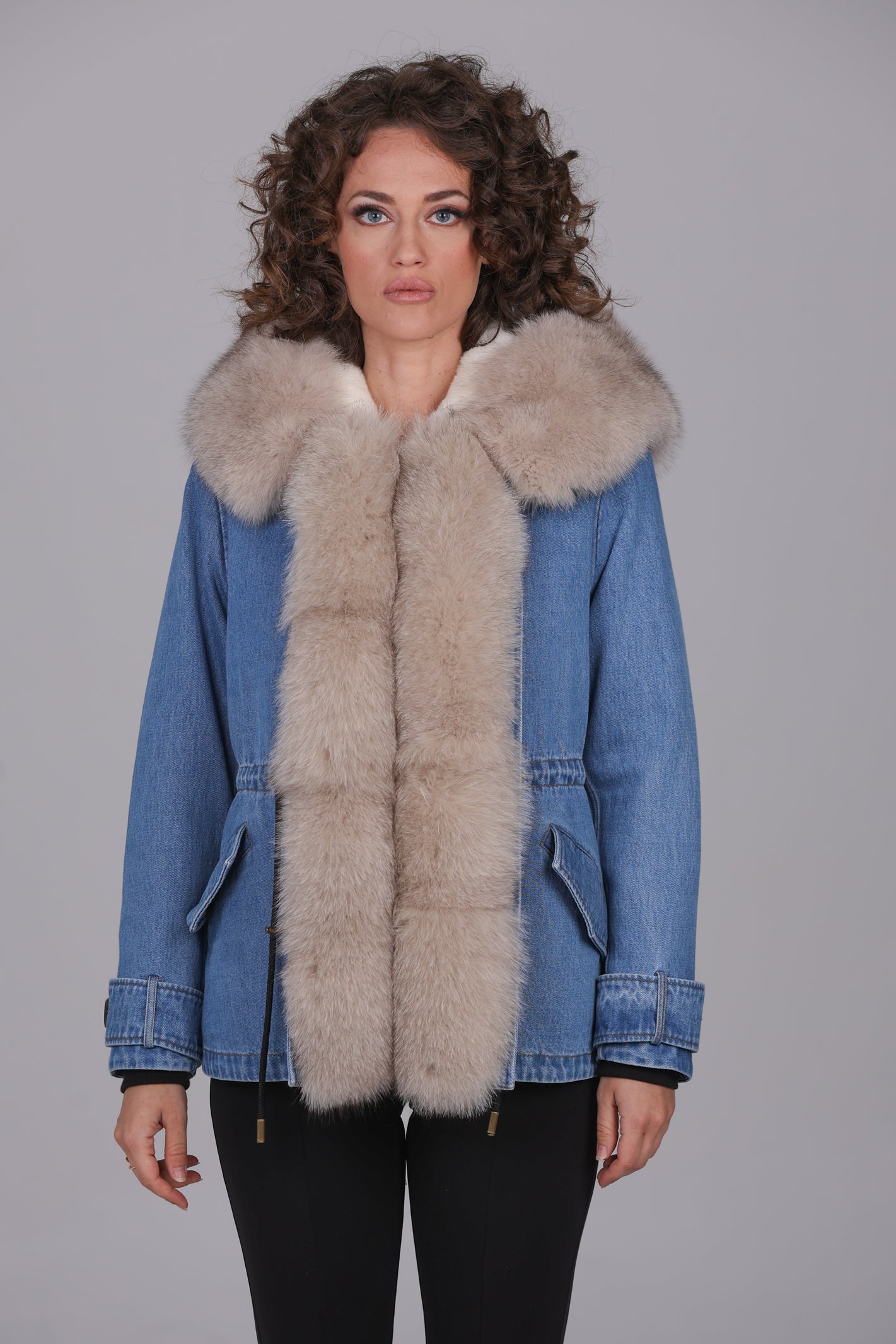Parka short in misto cotone impermeabile  Fox Beige