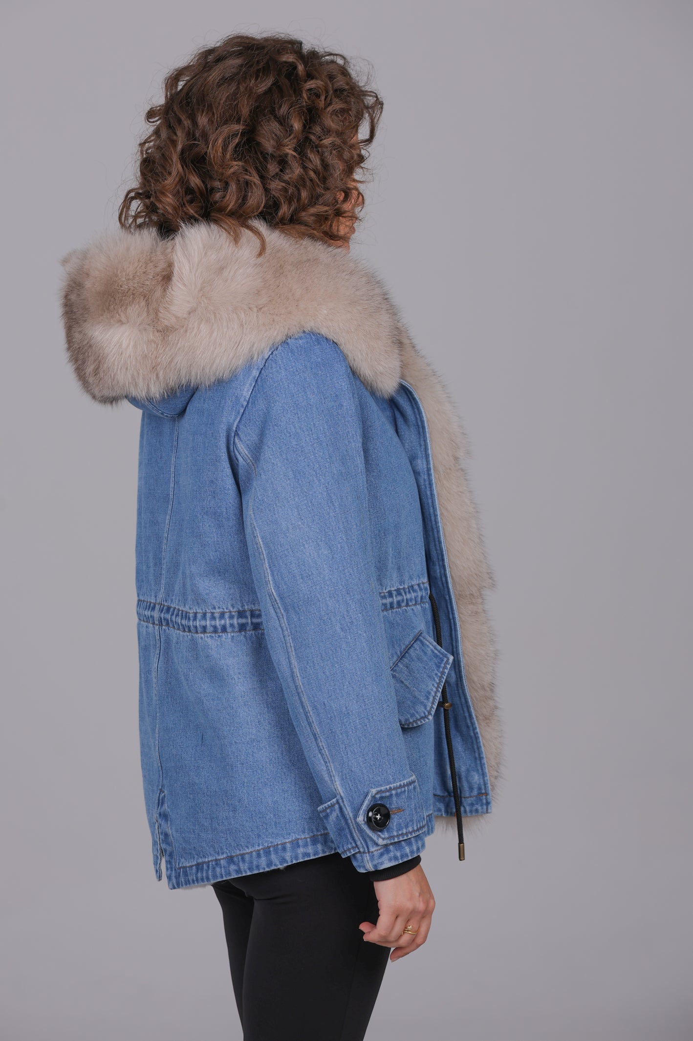 Parka short in misto cotone impermeabile  Fox Beige
