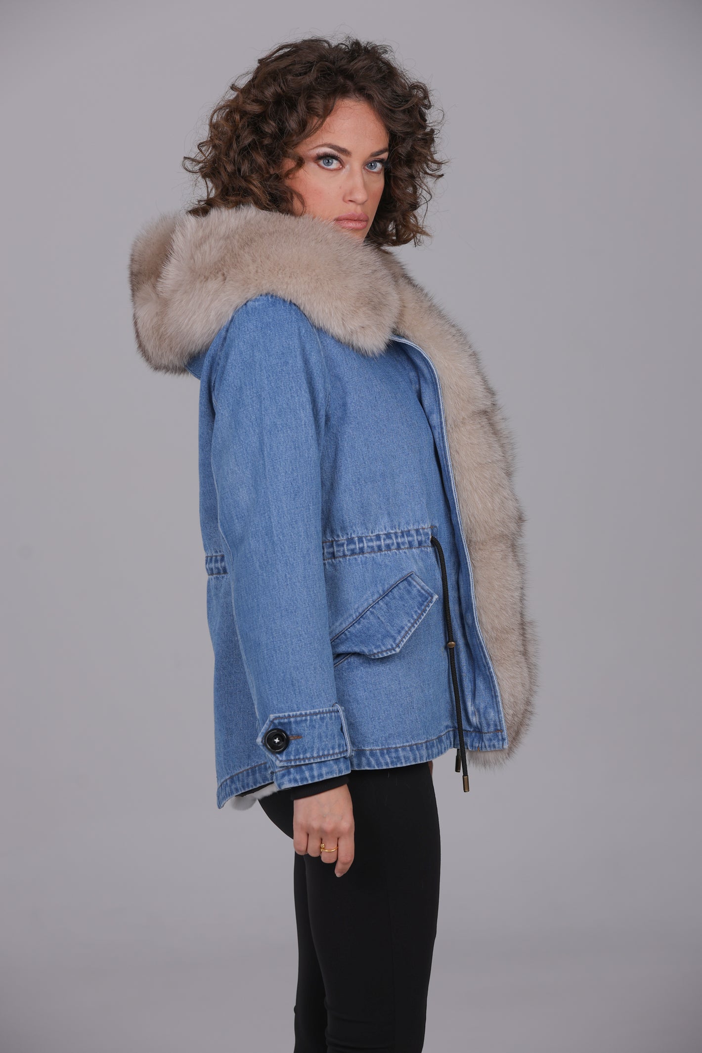 Parka short in misto cotone impermeabile  Fox Beige