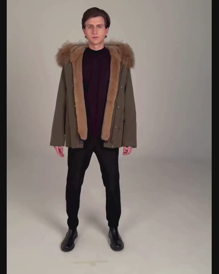 Parka courte imperméable en coton mélangé Raccon et Rex Rabbit